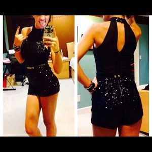 LF sparkle jumpsuit with mesh back